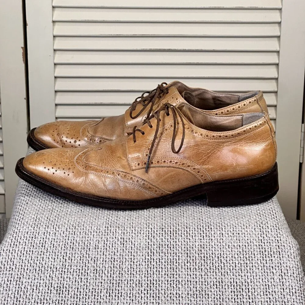 Bronx brand Italy Made Brogues Oxfords Round Point Toe Mens Dress Shoes Size 9.5